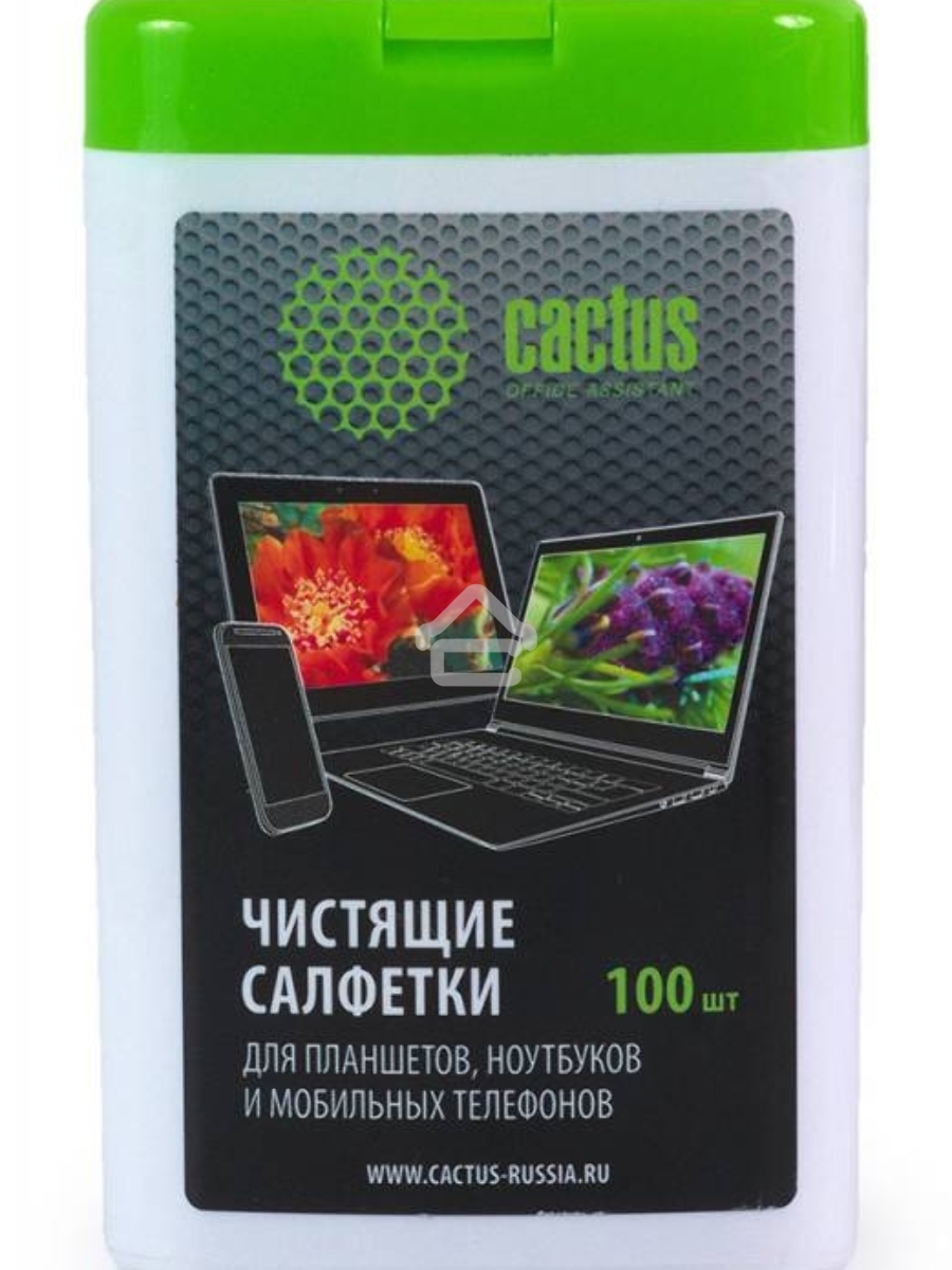 Салфетки Cactus CS-T1005 Туба с чистящими салфетками для планшетов, ноутбуков и моб.телефонов,100 шт