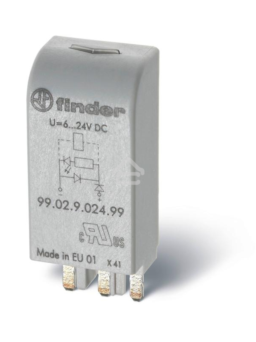 Модуль индикации и защиты LED + диод ( + A1) 6...24В DC зел. FINDER 9902902499