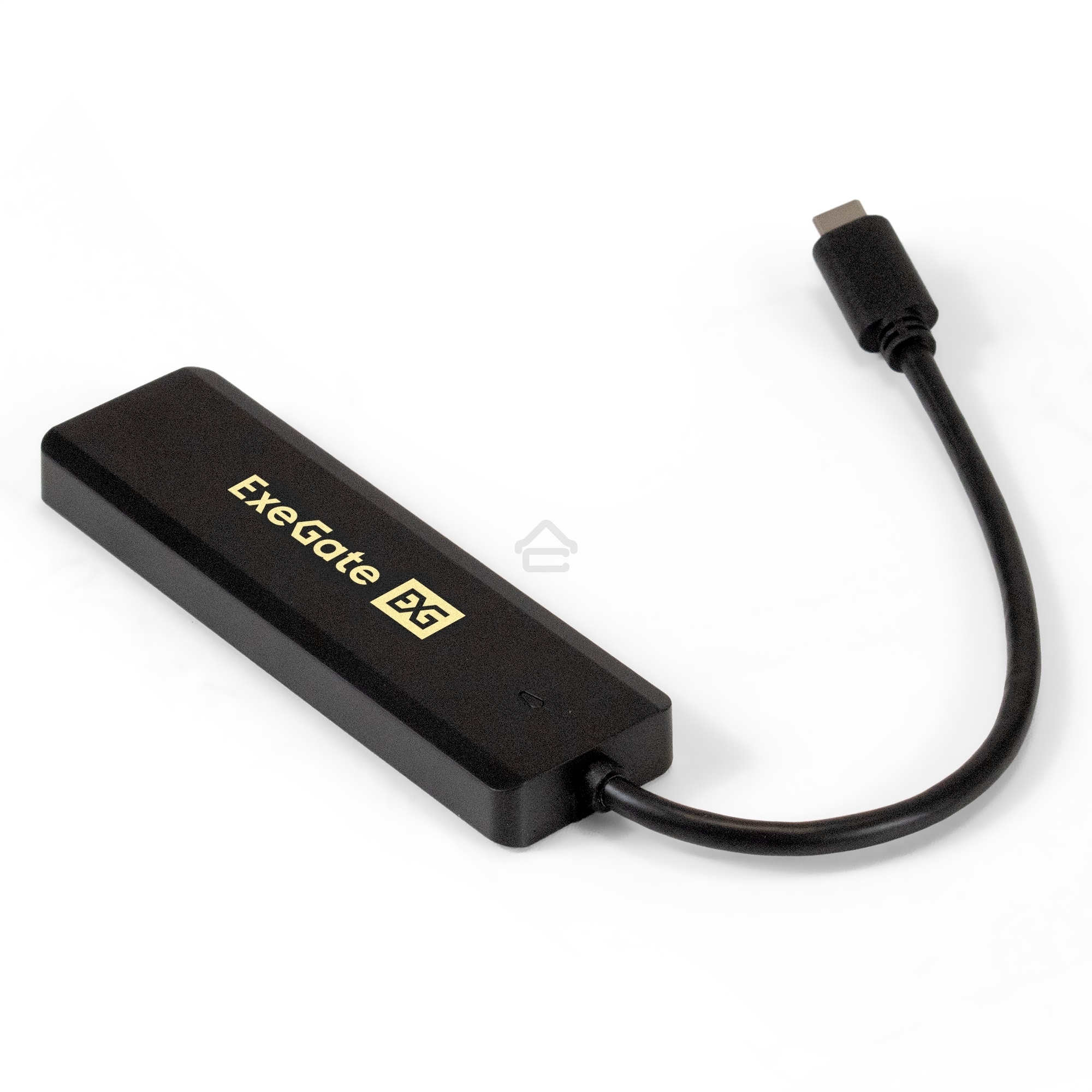 USB-концентратор ExeGate DUB-4CP/1 (кабель-адаптер USB Type C --> 4xUSB3.0, Plug&Play, черный)