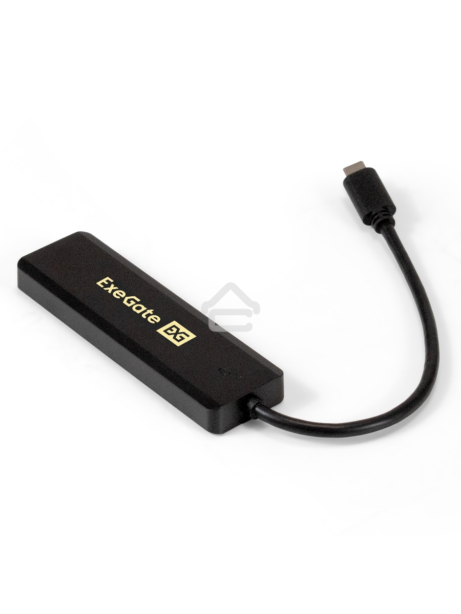 Хаб USB (концентратор) ExeGate DUB-4CP/1 (кабель-адаптер USB Type C --> 4xUSB3.0, Plug&Play, черный)