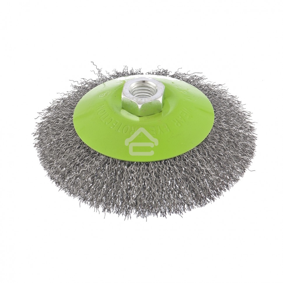 Щетка для УШМ Сибртех 125 мм, М14, Тарелка, витая проволока 0,3 мм