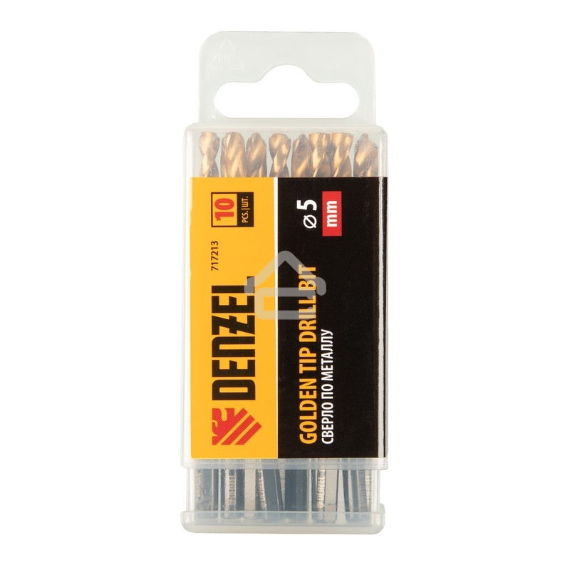 Сверло по металлу Denzel 5 мм, HSS-Tin, Golden Tip, 10 шт.