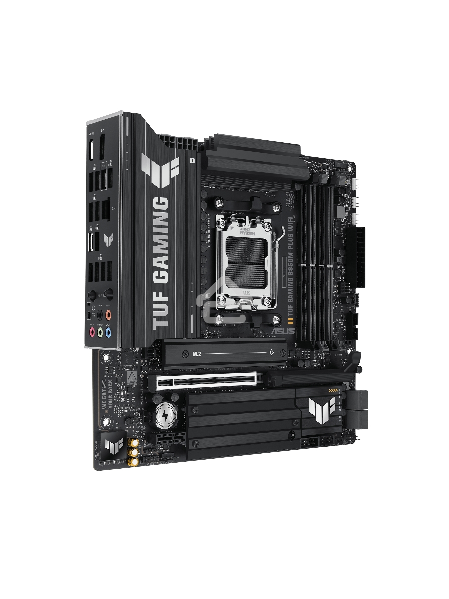 Материнская плата ASUS TUF GAMING B850M-PLUS WIFI, AM5, AMD B850, 4xDDR5, 4xSATA, 3xM.2, 1xPCIe 4.0 x16, 1xHDMI, 1xDP, 1x 2.5Gb LAN, 1xUSB-C 20Gbps, 3xUSB-A 10Gbps, 4xUSB-A 5Gbps, 4xUSB-A 2.0, 7.1, micro-ATX