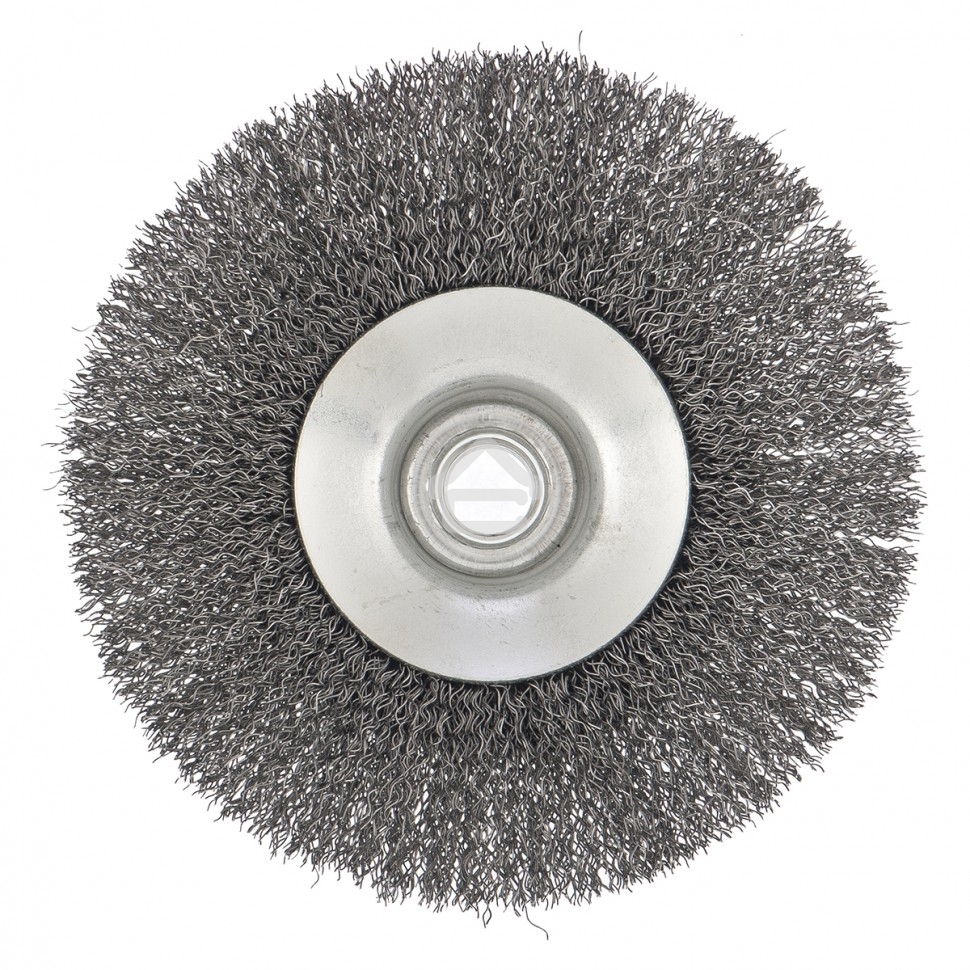 Щетка для УШМ Сибртех 125 мм, М14, Тарелка, витая проволока 0,3 мм