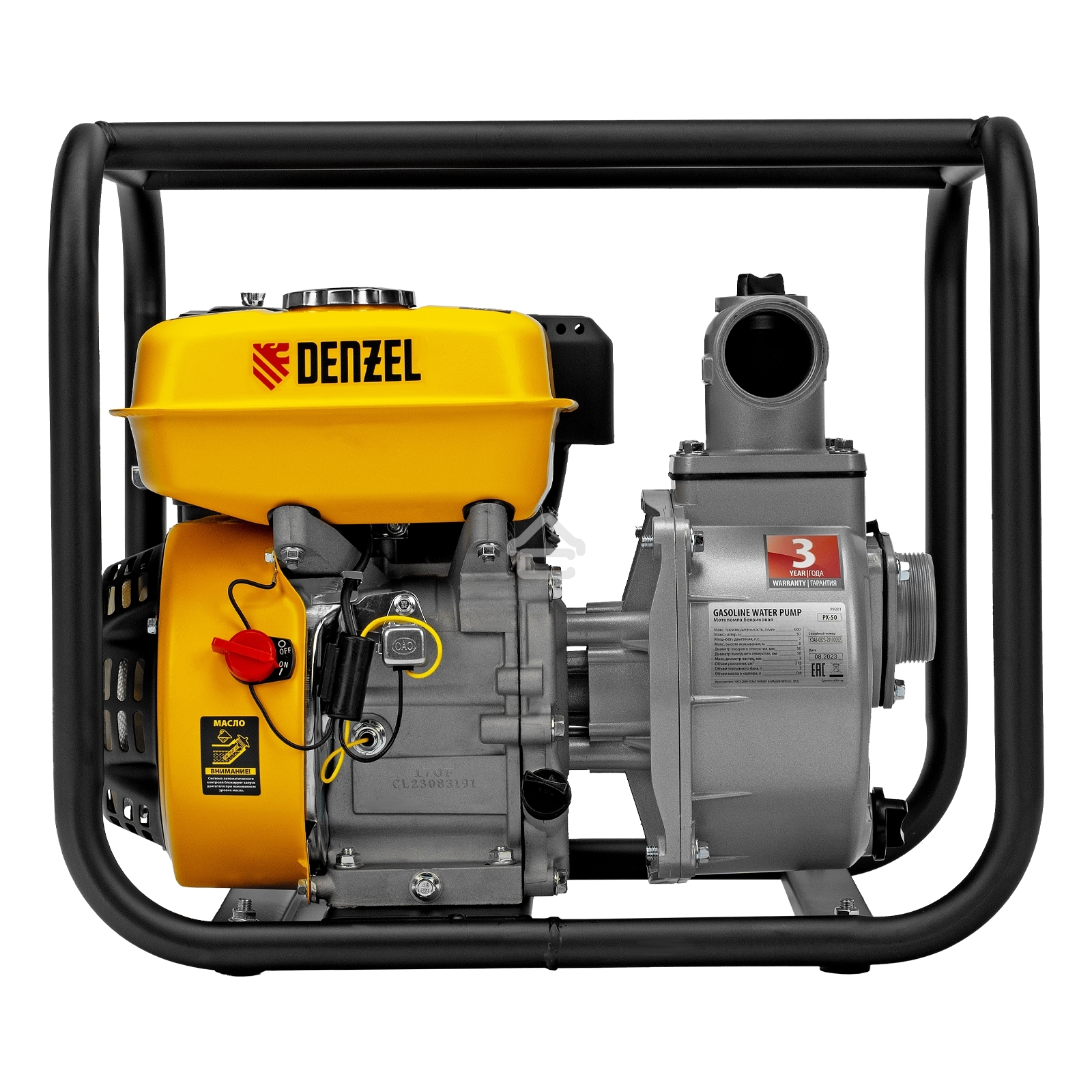 Мотопомпа бензиновая для чистой воды Denzel PX-50, 7 л.с., 2