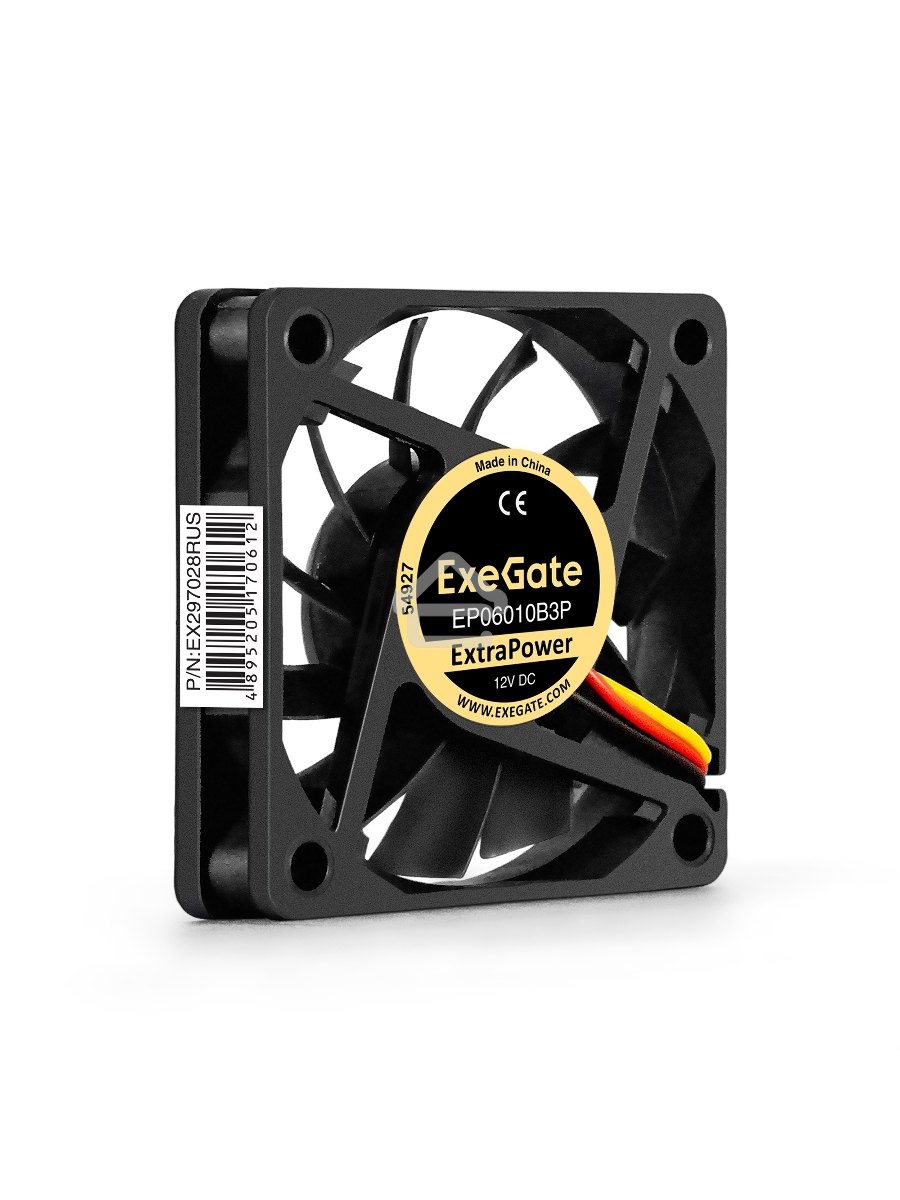 Вентилятор для корпуса ExeGate ExtraPower EP06010B3P черный, 60 мм, 3000 об/мин, 24 дБ, 3 pin