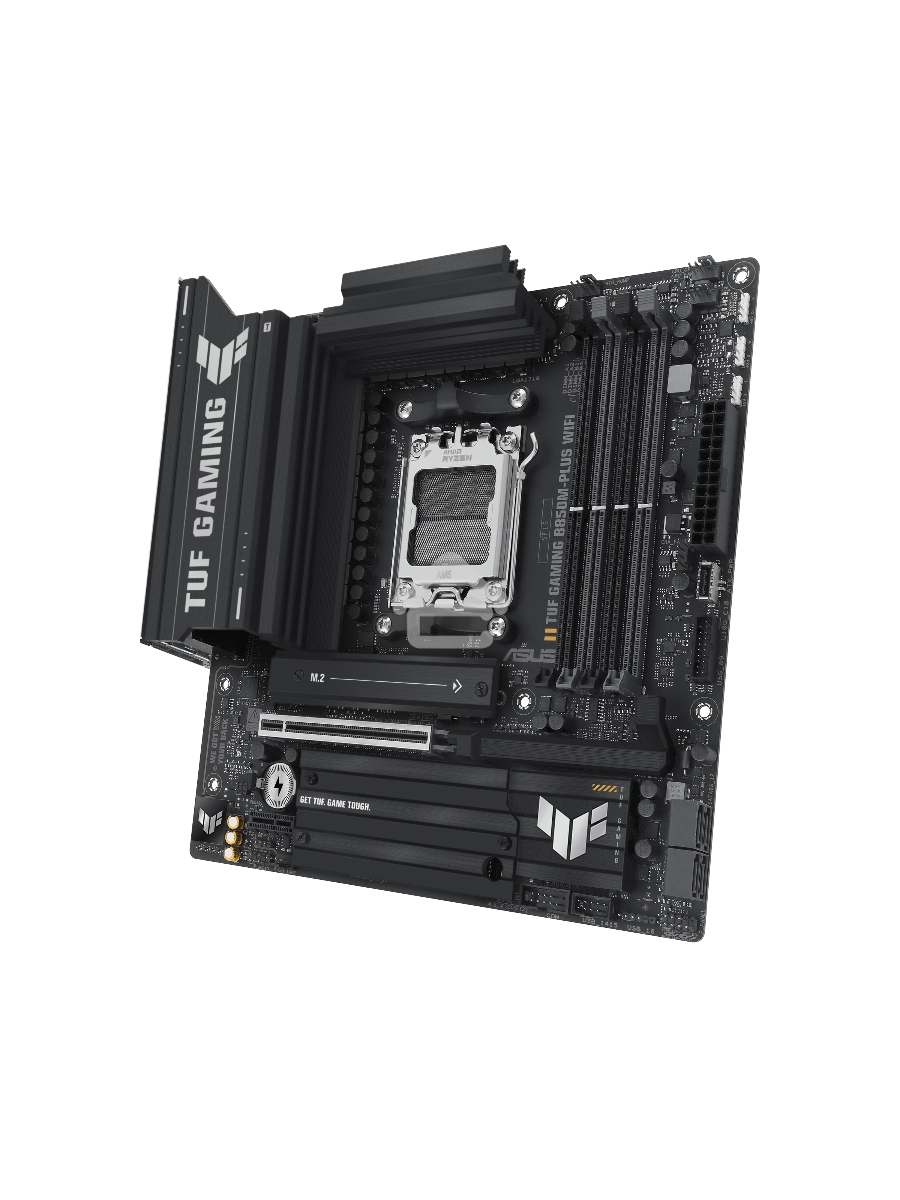 Материнская плата ASUS TUF GAMING B850M-PLUS WIFI, AM5, AMD B850, 4xDDR5, 4xSATA, 3xM.2, 1xPCIe 4.0 x16, 1xHDMI, 1xDP, 1x 2.5Gb LAN, 1xUSB-C 20Gbps, 3xUSB-A 10Gbps, 4xUSB-A 5Gbps, 4xUSB-A 2.0, 7.1, micro-ATX