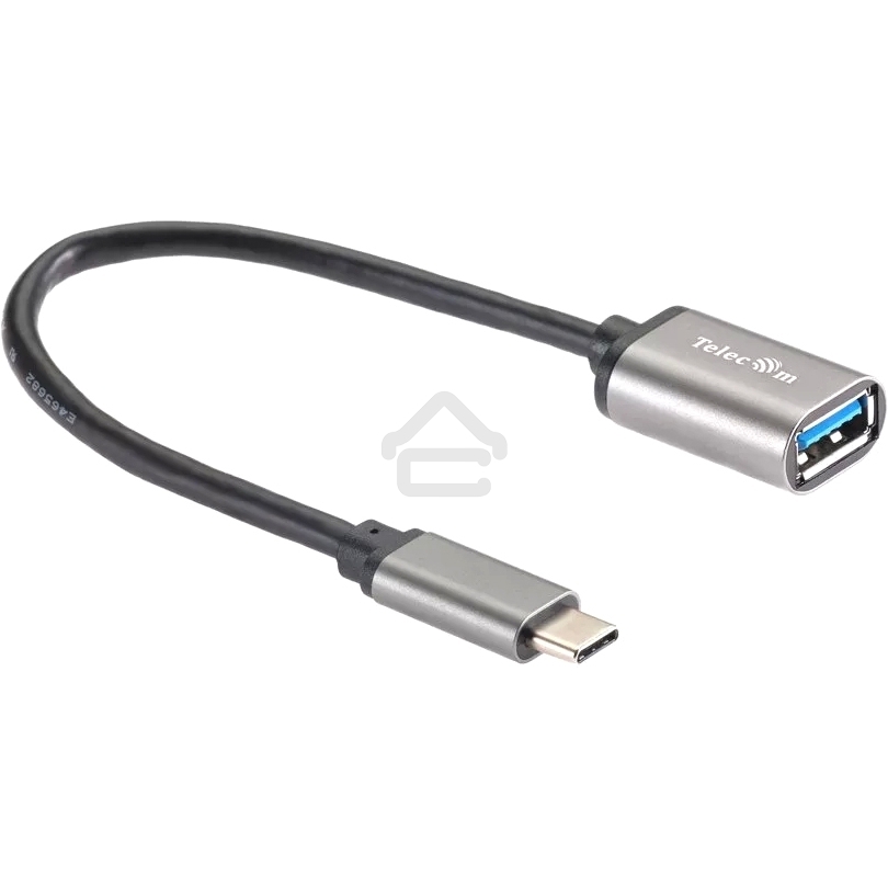 Кабель-адаптер Type-Cm --> USB 3.0 Af, OTG, 1,5A, 5,0Gbps, Alum grey 0,2m Telecom (TC409M)