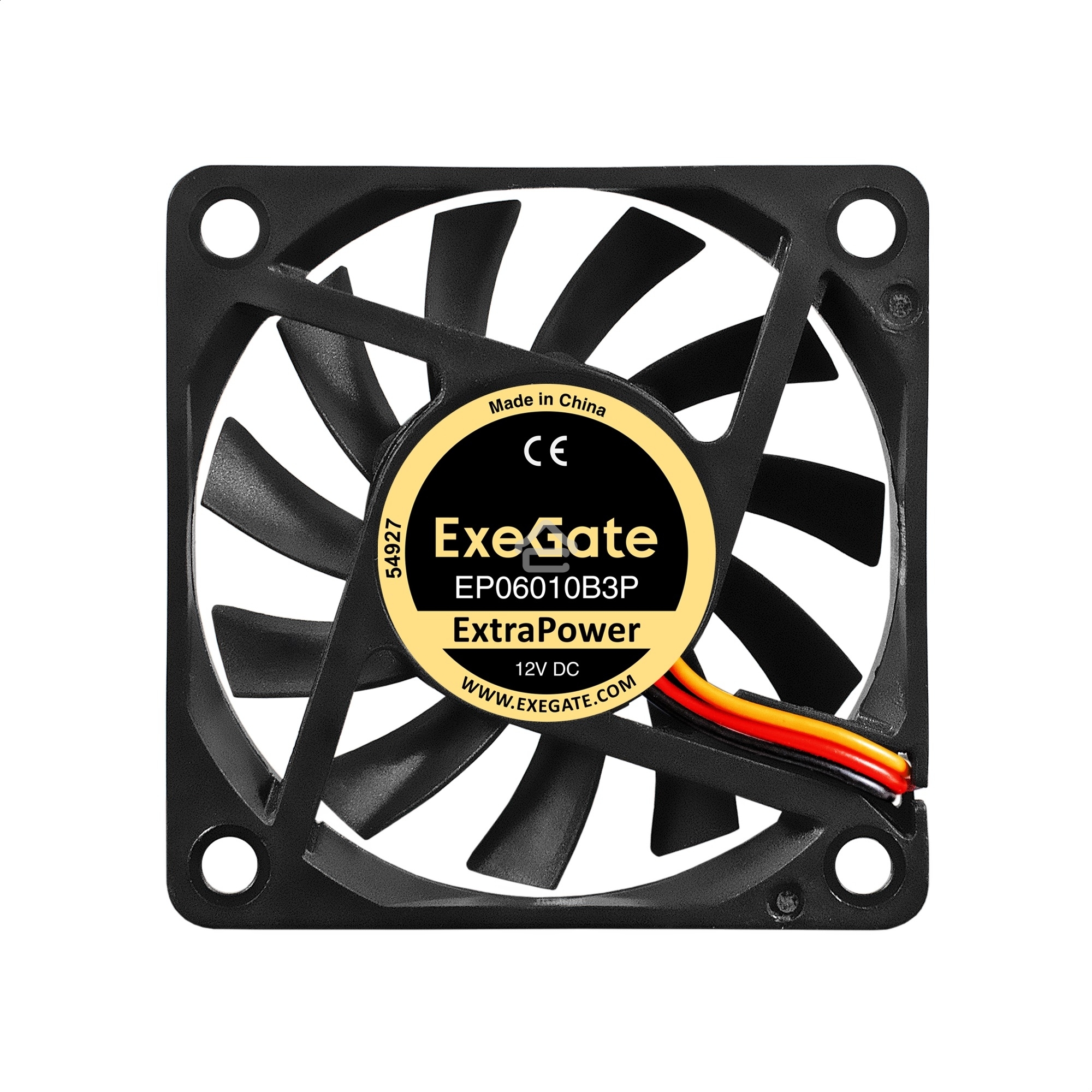 Вентилятор для корпуса ExeGate ExtraPower EP06010B3P черный, 60 мм, 3000 об/мин, 24 дБ, 3 pin