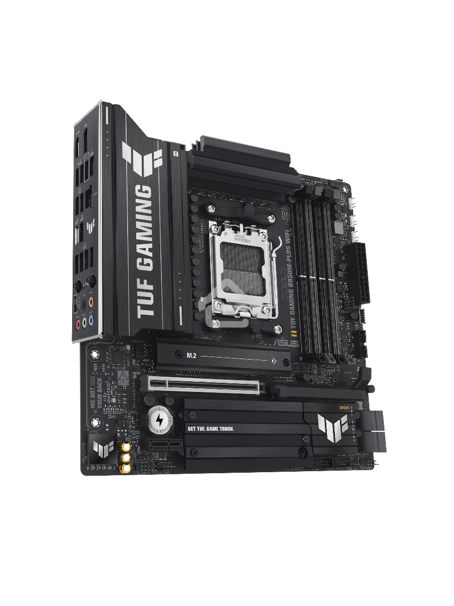 Материнская плата ASUS TUF GAMING B850M-PLUS WIFI, AM5, AMD B850, 4xDDR5, 4xSATA, 3xM.2, 1xPCIe 4.0 x16, 1xHDMI, 1xDP, 1x 2.5Gb LAN, 1xUSB-C 20Gbps, 3xUSB-A 10Gbps, 4xUSB-A 5Gbps, 4xUSB-A 2.0, 7.1, micro-ATX