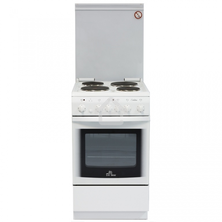 Плита электрическая De Luxe 5004.10э (кр)-001 белый, конфорок 4 шт, духовка 43 л, 50 см x 85 см x 50 см
