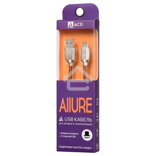 Кабель USB ACD-Allure Type-C ~ USB-A Кожа, 1м, коричневый