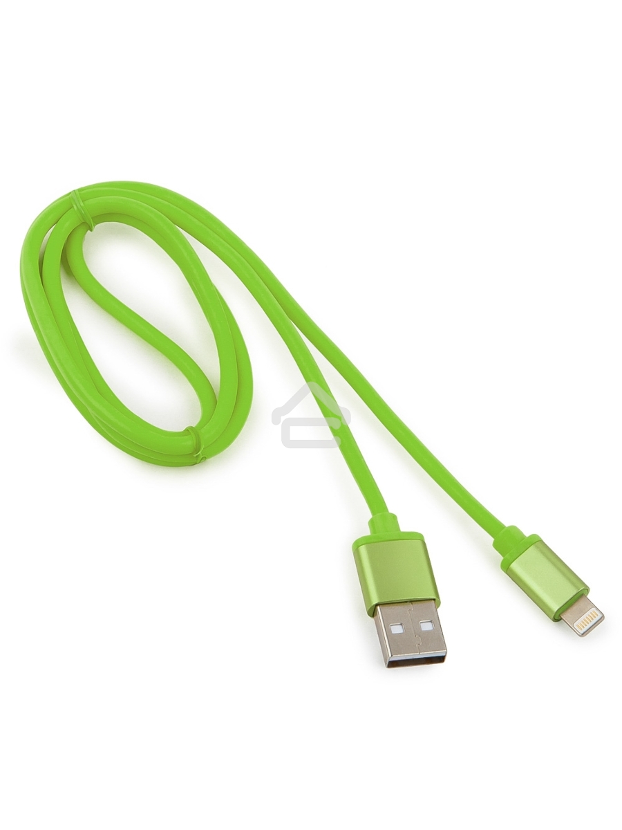 Кабель Cablexpert для Apple CC-S-APUSB01Gn-1M, AM/Lightning, серия Silver, длина 1м, зеленый, блистер 