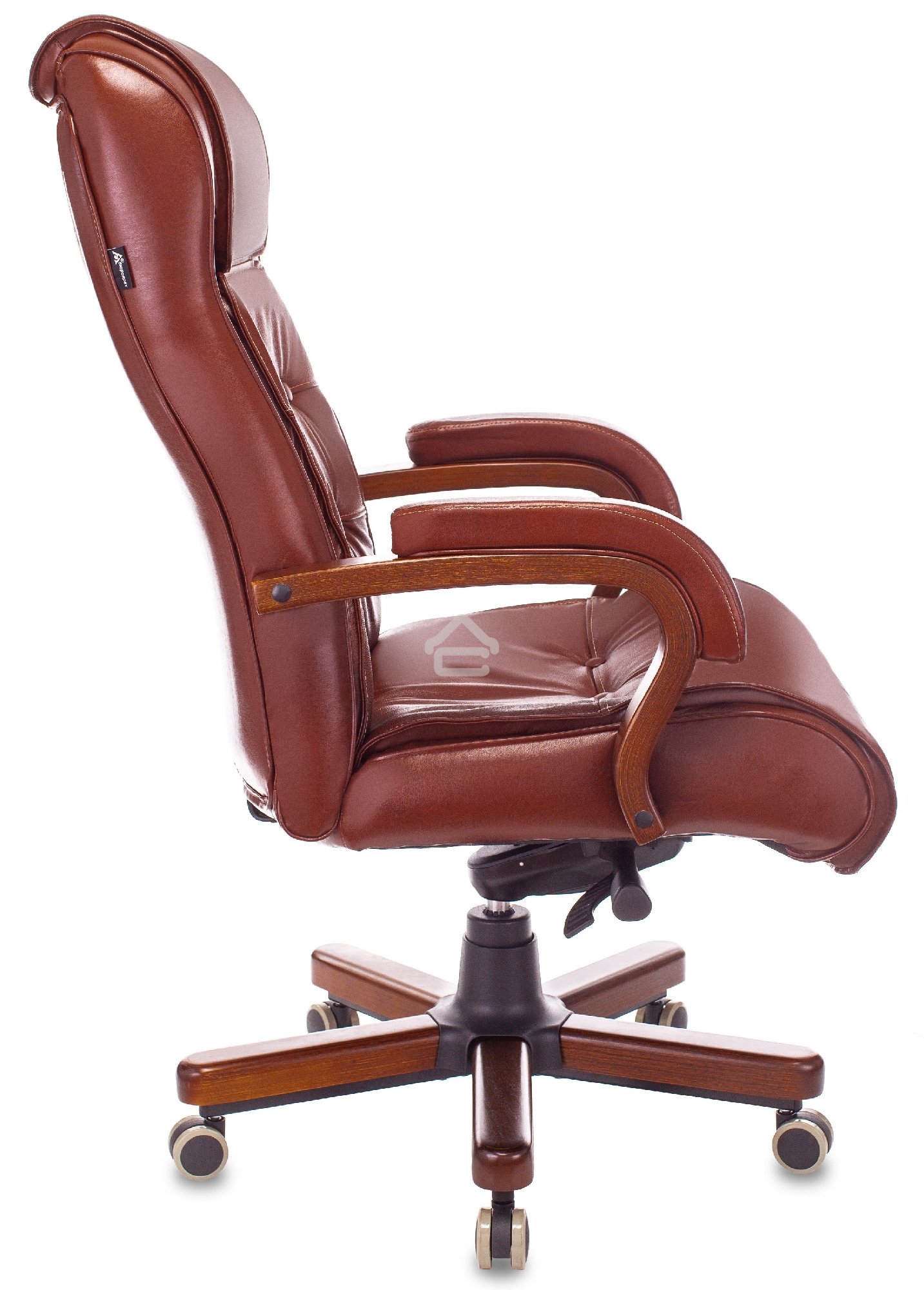 Кресло руководителя Бюрократ T-9926WALNUT светло-коричневый Leather Eichel, кожа, крестовина металл/дерево