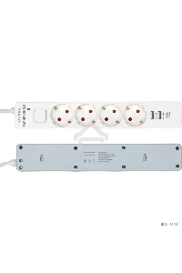 Сетевой фильтр Гарнизон EPS-OP-4-CU2-W-2 2.0 Мультипорт 4р, 10А, 1xType-C PD, 2 х USB QC, 4м, ур.защиты 4+, белый, пак(21449)