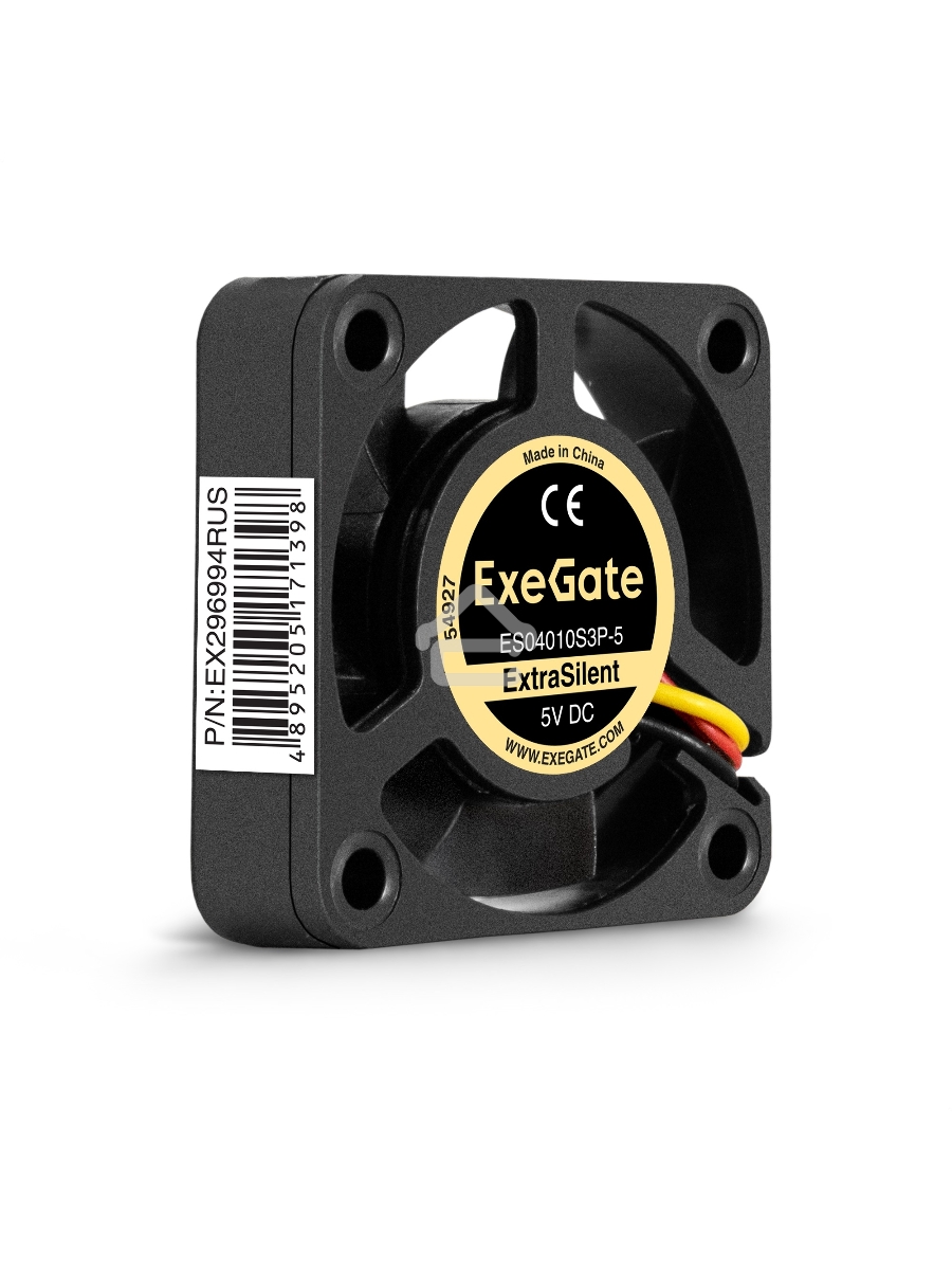Вентилятор для корпуса ExeGate ExtraSilent ES04010S3P-5 черный, 40 мм, 4500 об/мин, 22 дБ, 3 pin