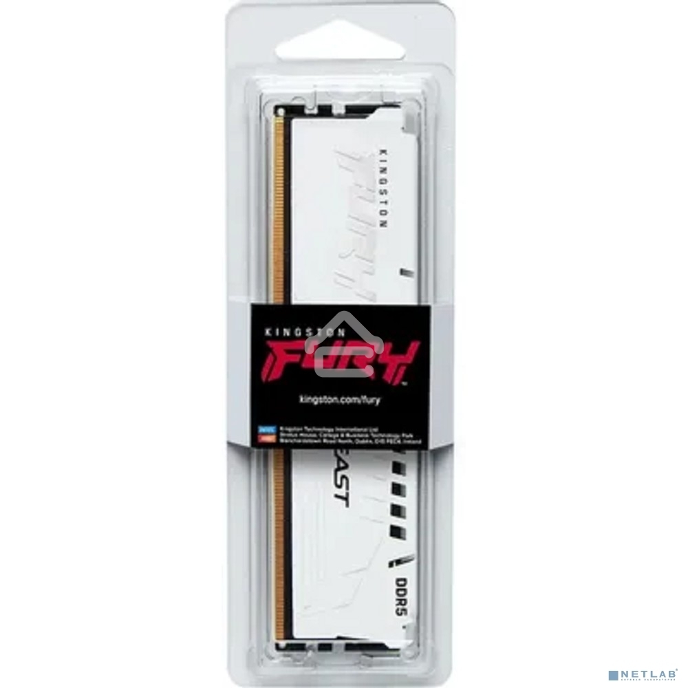 Оперативная память Kingston Fury Beast, DDR5, 16Gb (1x16GB), 5600MHz, CL36, DIMM, с радиаторами, белый