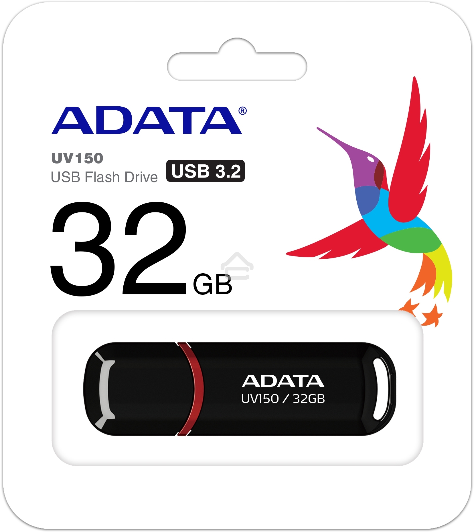 Флешка USB ADATA UV150 (AUV150-32G-RBK), 32Gb, USB 3.0, R/W 100/30, черный