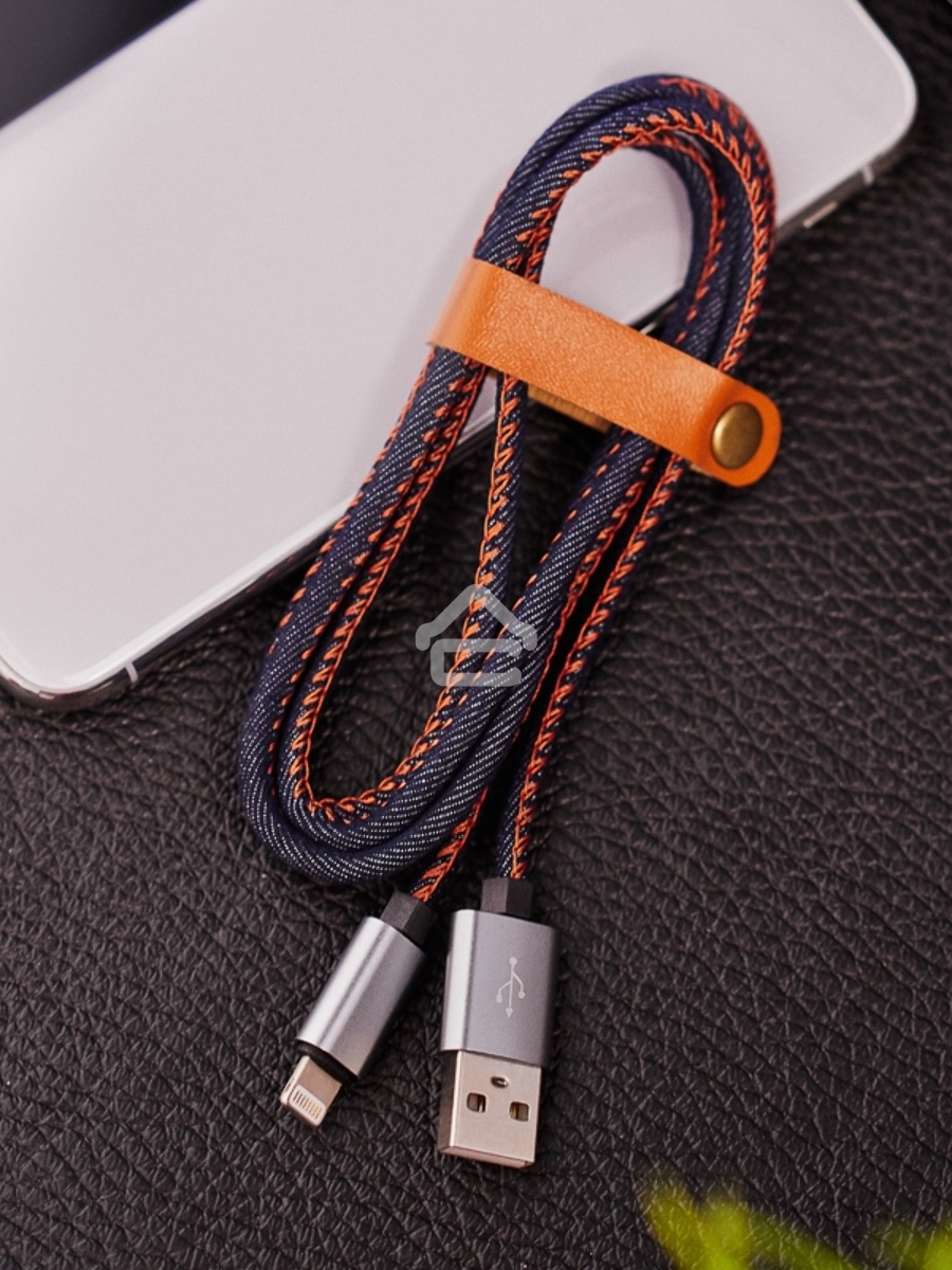 Кабель Rexant (18-4248) USB кабель для iPhone 5/6/7 моделей, шнур в джинсовой оплетке 