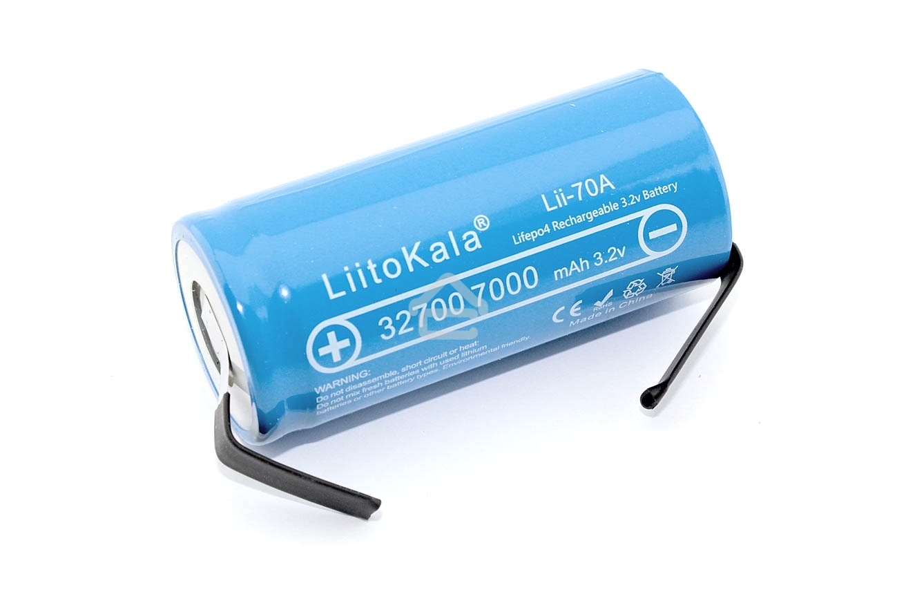 Аккумулятор LiitoKala Lii-70A-N высокотоковый with connectors LiFePO4 3.2V, 7000mAh типа 32700