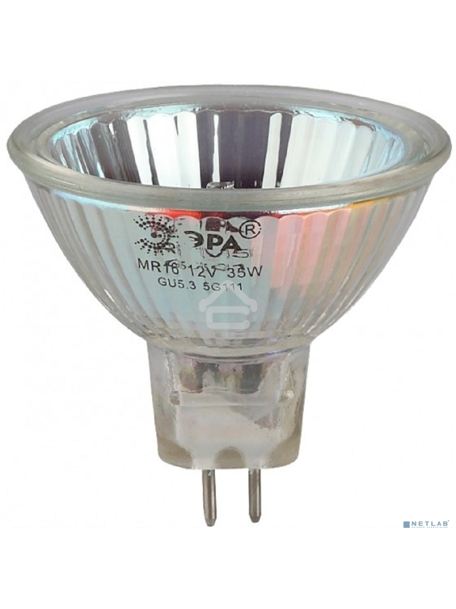 Лампа галогенная ЭРА GU5.3-JCDR (MR16) -50W-230V-Cl(10/200/6000)