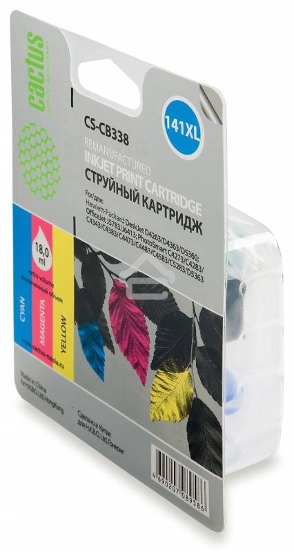 Картридж струйный Cactus CS-CB338 №141XL трехцветный (18 мл.) для HP DJ D4263/D4363/D5360/DJ J5783/J6413/PS C4273/C4283/C4343/C4383/C4473/C4483/C4583/C5283/D5363