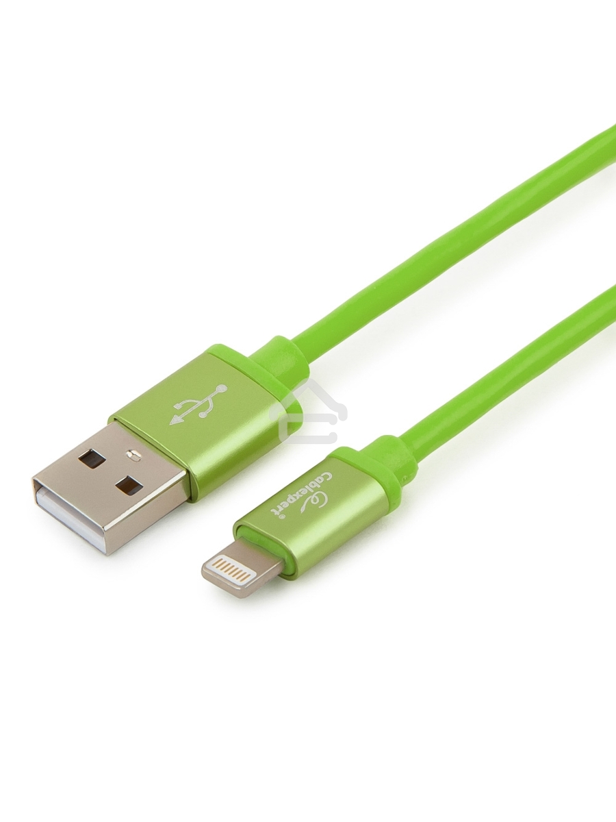 Кабель Cablexpert для Apple CC-S-APUSB01Gn-1M, AM/Lightning, серия Silver, длина 1м, зеленый, блистер 