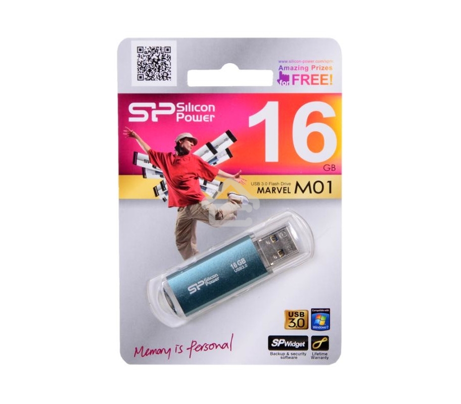Флешка USB R/W Silicon Power 16Gb Marvel M01 SP016GBUF3M01V1B USB3.0 синий