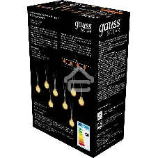 Гирлянда садовая на солнечной батарее Gauss 30 LED ламп Шары белый свет Solar, 1/24