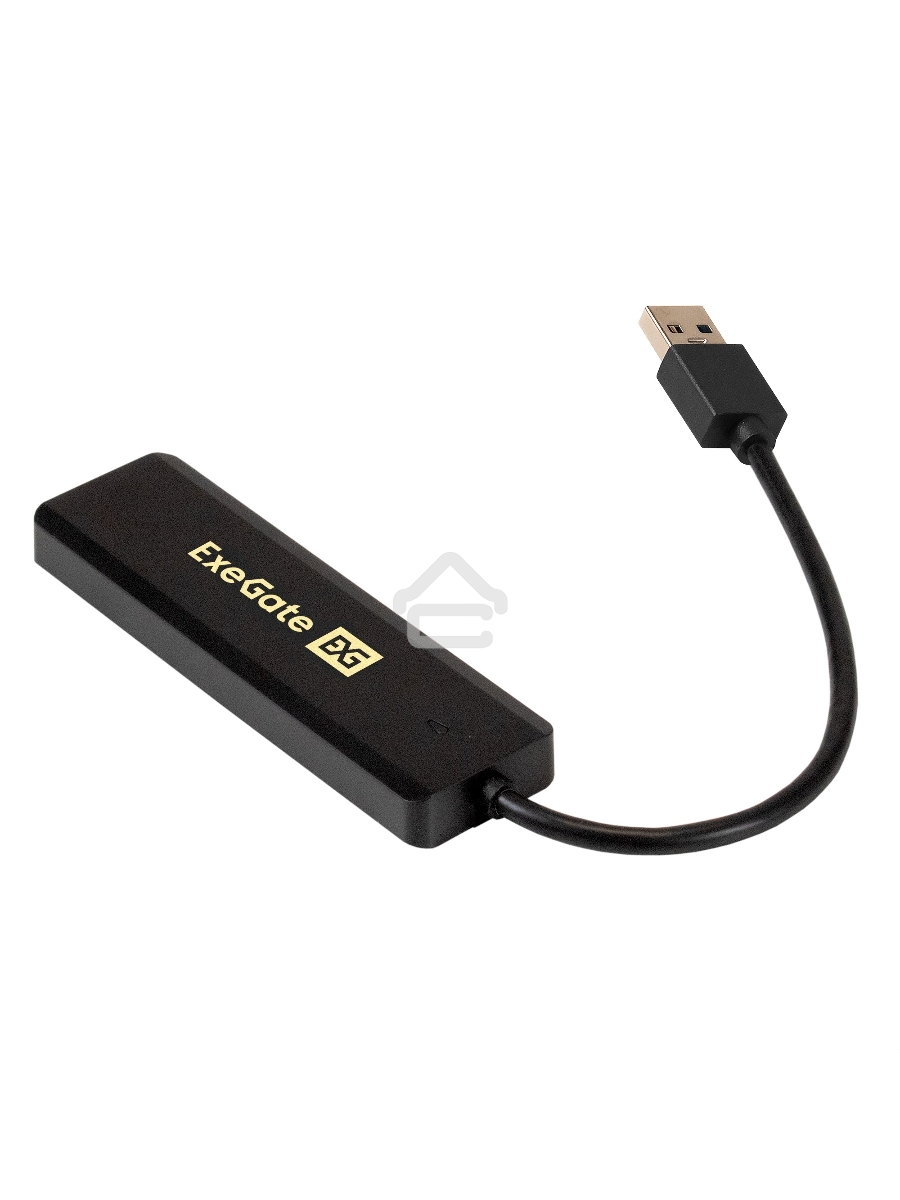 Хаб USB (концентратор) ExeGate DUB-4P/1 (кабель-адаптер USB3.0 --> 4xUSB3.0, Plug&Play, черный)