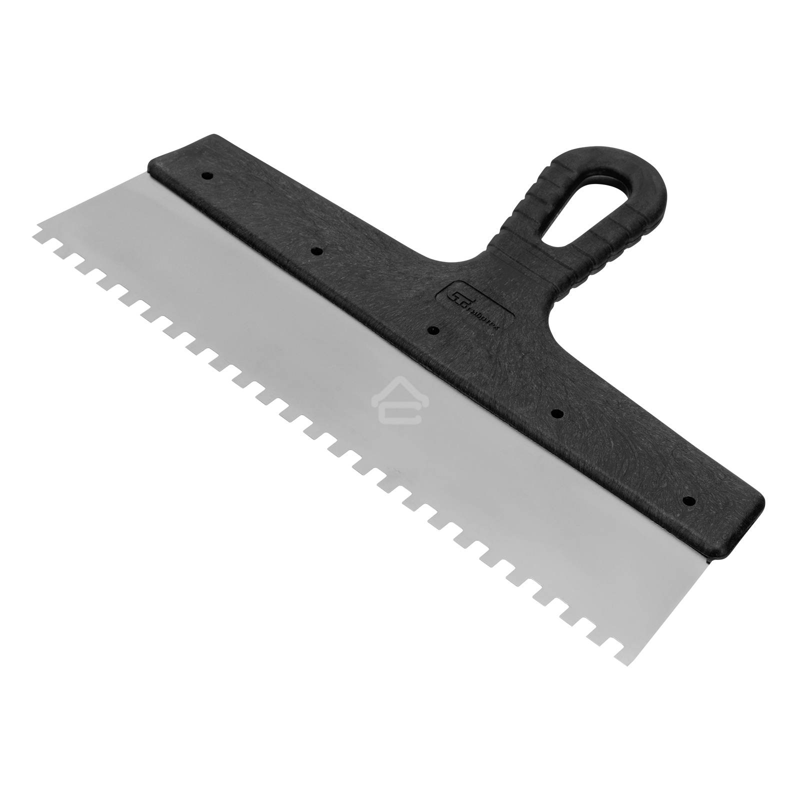 Шпатель из нержавеющей стали Сибртех 300 мм, зуб 6х6 мм, пластмассовая рукоятка