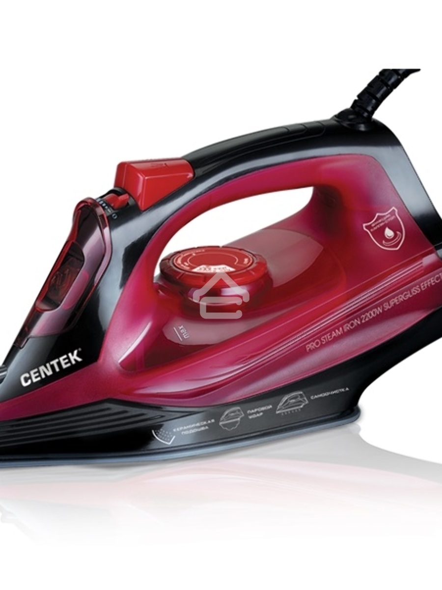 Утюг Centek CT-2351 Red (красный) 2200Вт, КЕРАМИЧЕСКАЯ подошва, 300 мл, паровой удар, самоочистка