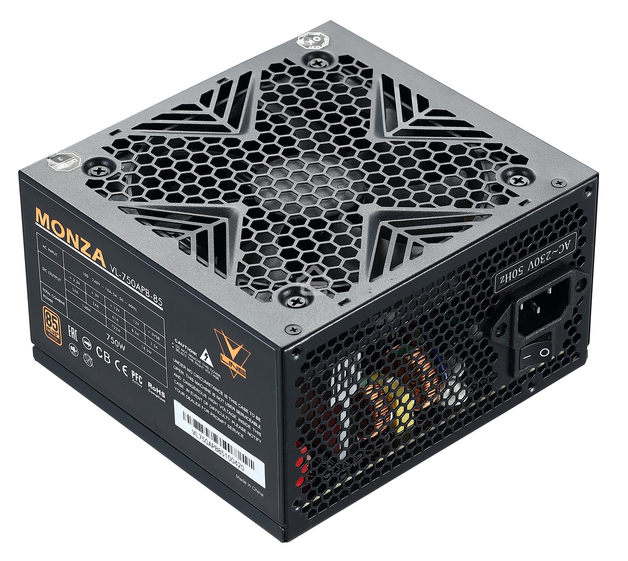 Блок питания Aerocool/Formula ATX 750W MONZA VL-750APB-85 80+ bronze (24+4+4pin) APFC 120мм fan 7xSATA RTL