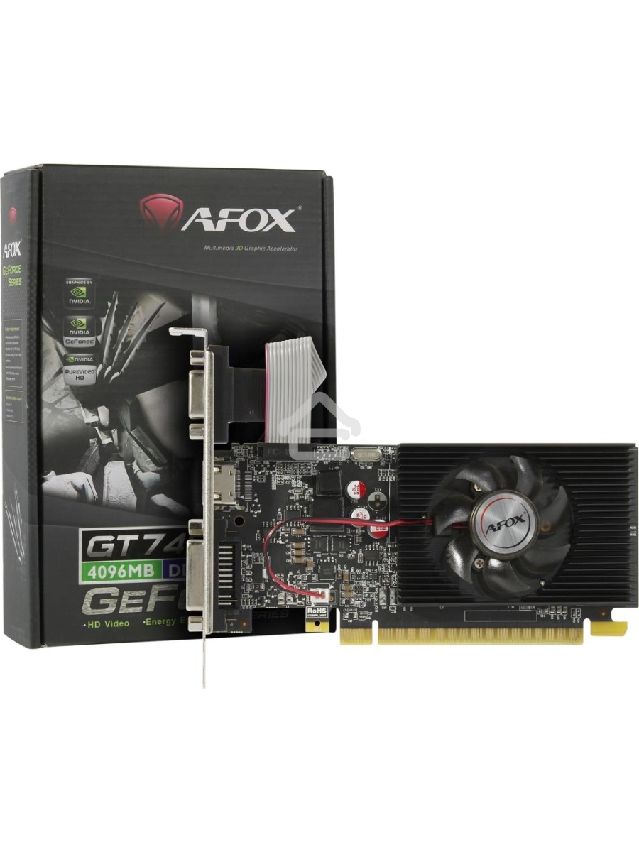 Видеокарта AFOX GeForce GT 740 Low Profile 4GB (AF740-4096D3L3) 128Bit DVI HDMI VGA, Single fan