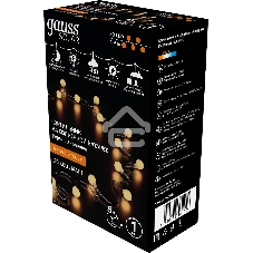 Гирлянда садовая на солнечной батарее Gauss 30 LED ламп Шары белый свет Solar, 1/24