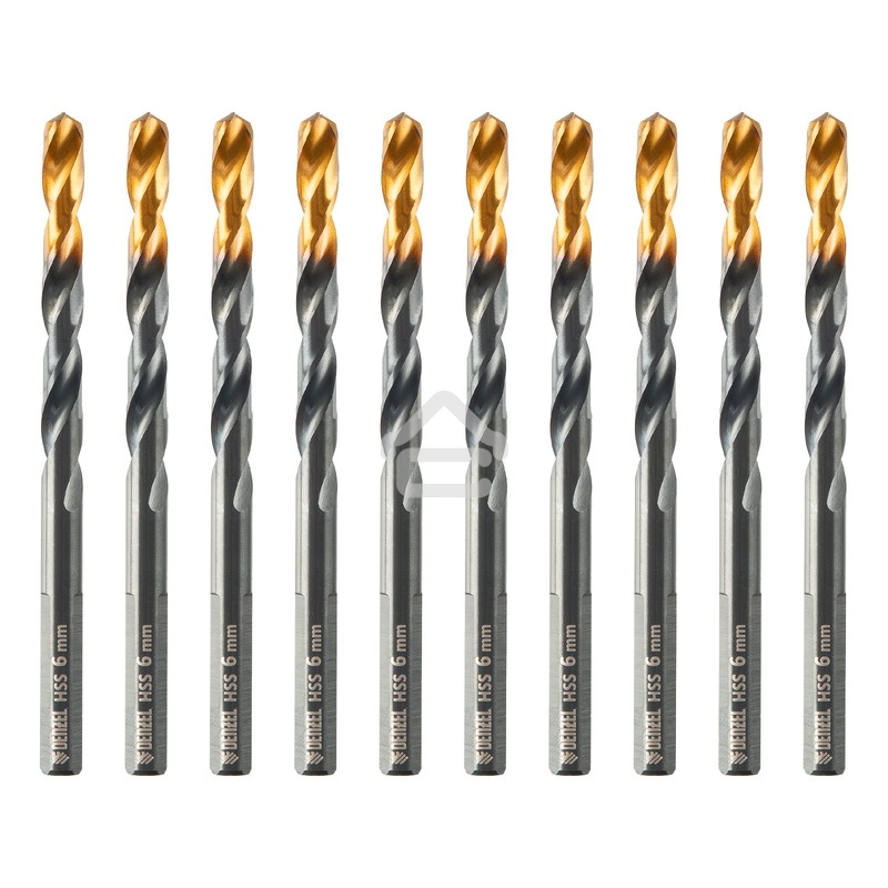 Сверло по металлу Denzel 6 мм, HSS-Tin, Golden Tip, 10 шт.