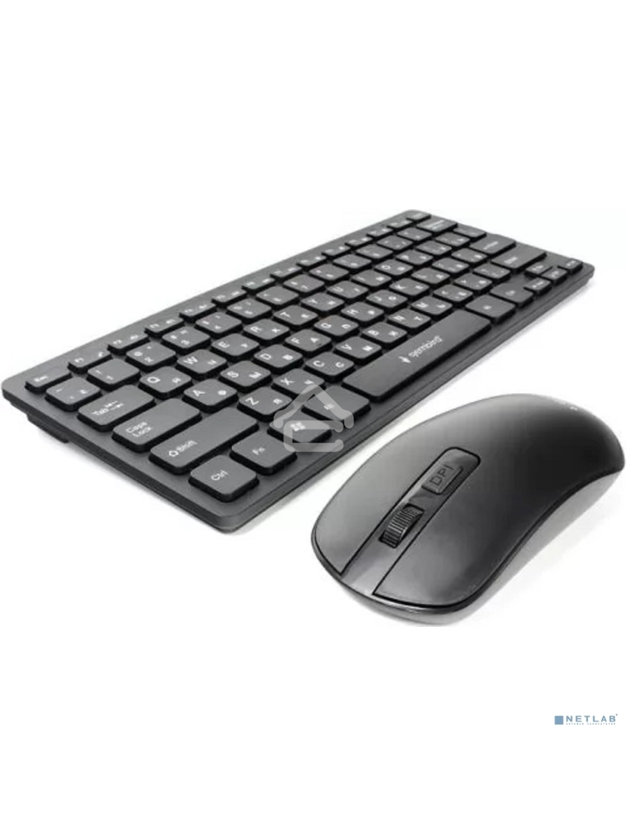 Комплект клавиатура+мышь беспроводные Gembird KBS-9100, 2.4ГГц, чёрн, 84кл, 1600 DPI, бат. в компл.