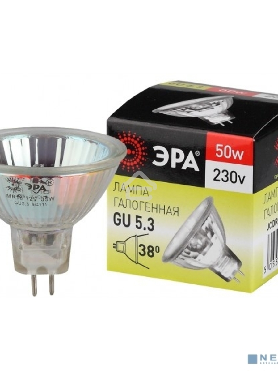Лампа галогенная ЭРА GU5.3-JCDR (MR16) -50W-230V-Cl(10/200/6000)