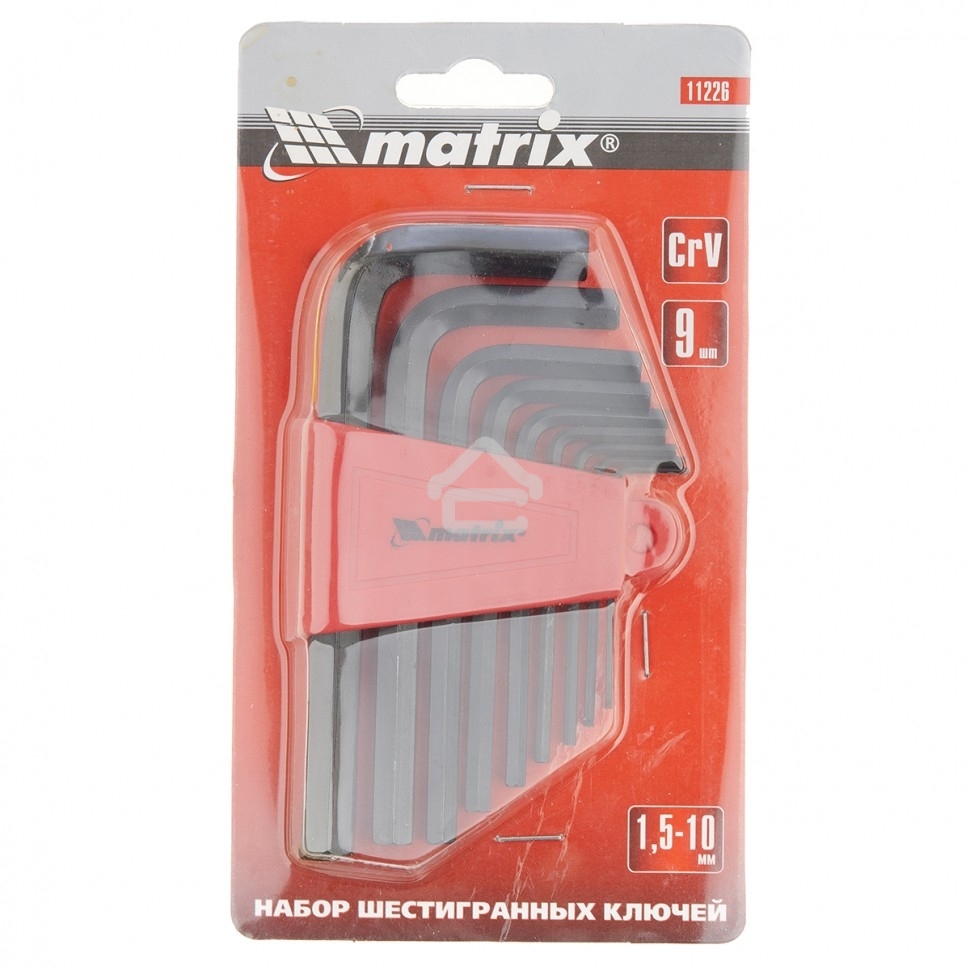 Набор ключей Matrix имбусовых HEX, 1,5–10 мм, CrV, 9 шт.