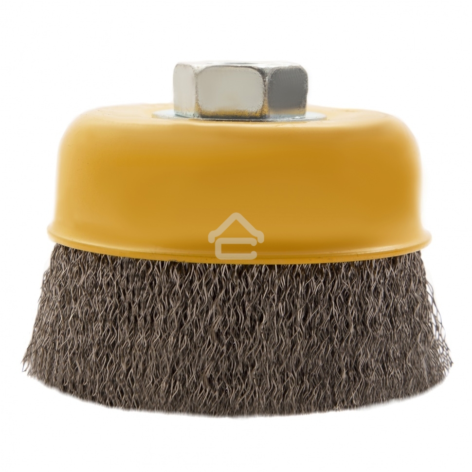 Щетка для УШМ Denzel 75 мм, М14, чашка, витая нержавеющая проволока 0,3 мм