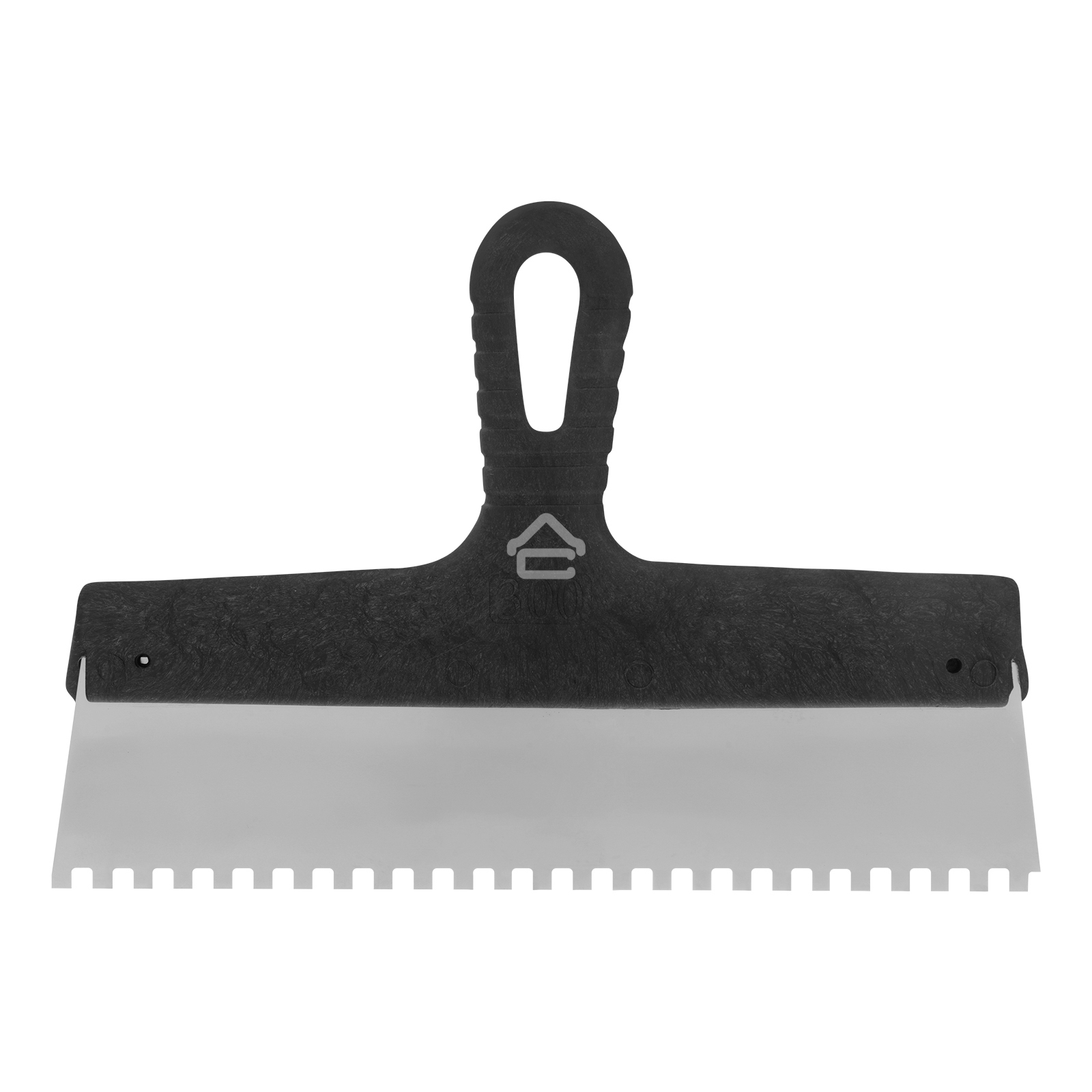 Шпатель из нержавеющей стали Сибртех 300 мм, зуб 6х6 мм, пластмассовая рукоятка