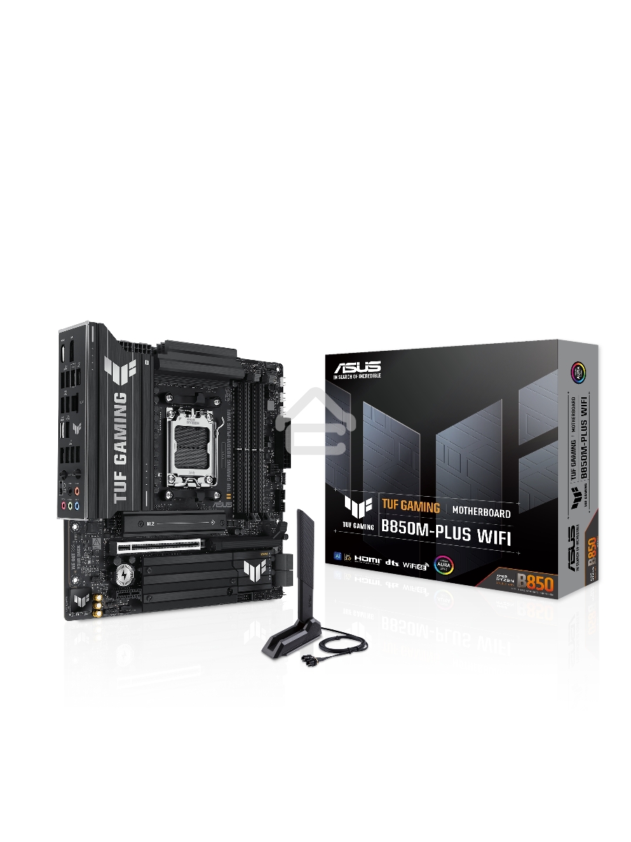 Материнская плата ASUS TUF GAMING B850M-PLUS WIFI, AM5, AMD B850, 4xDDR5, 4xSATA, 3xM.2, 1xPCIe 4.0 x16, 1xHDMI, 1xDP, 1x 2.5Gb LAN, 1xUSB-C 20Gbps, 3xUSB-A 10Gbps, 4xUSB-A 5Gbps, 4xUSB-A 2.0, 7.1, micro-ATX