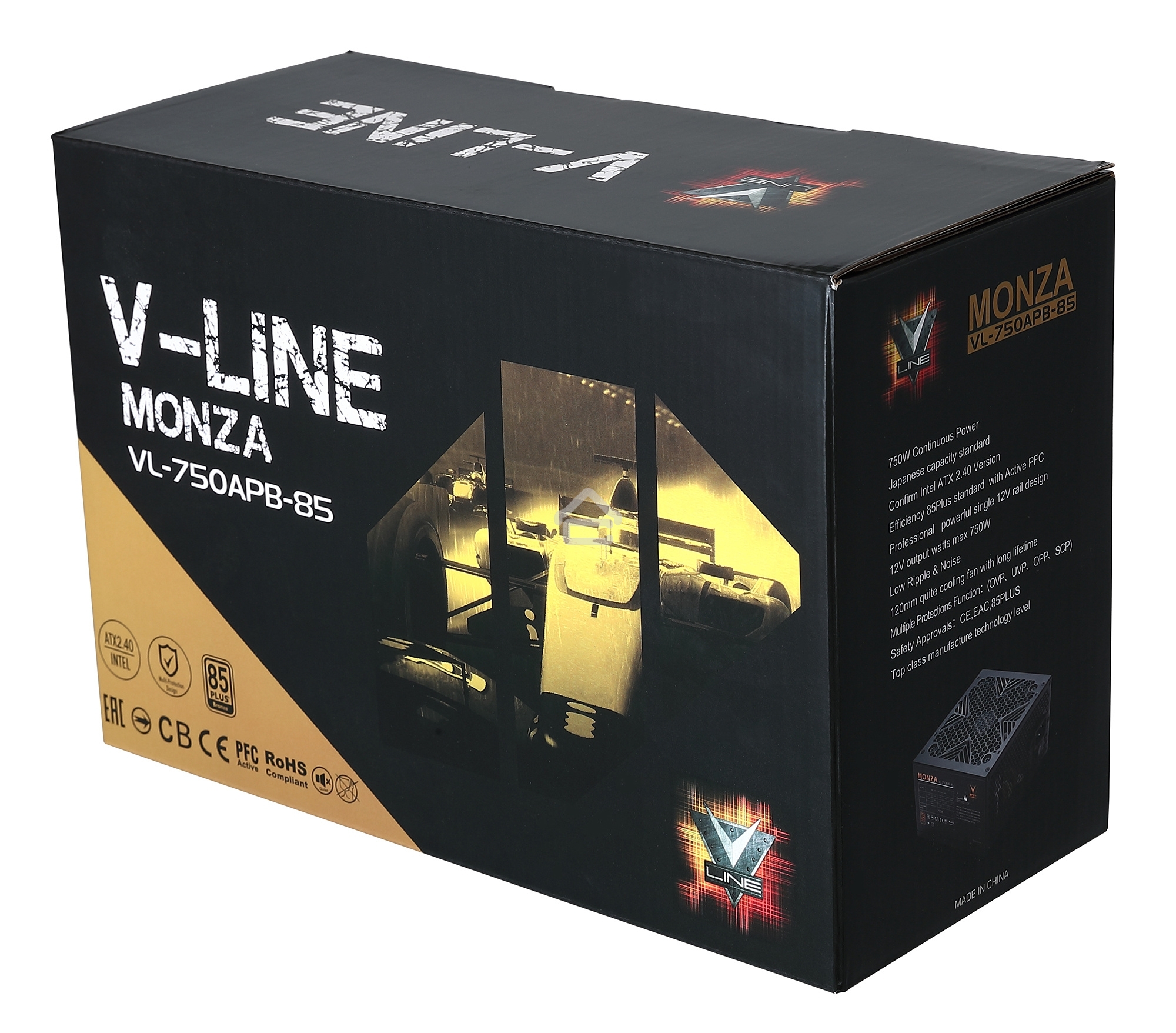 Блок питания Aerocool/Formula ATX 750W MONZA VL-750APB-85 80+ bronze (24+4+4pin) APFC 120мм fan 7xSATA RTL