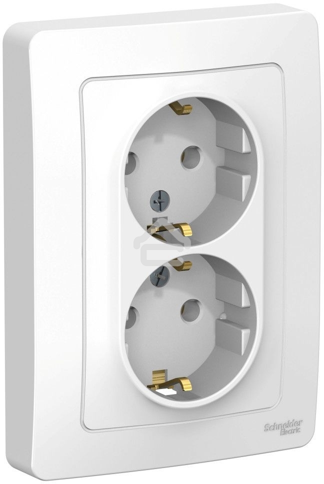 Розетка 2-м СП Blanca 16А 250В без шторок с заземл. бел. SchE BLNRS001021