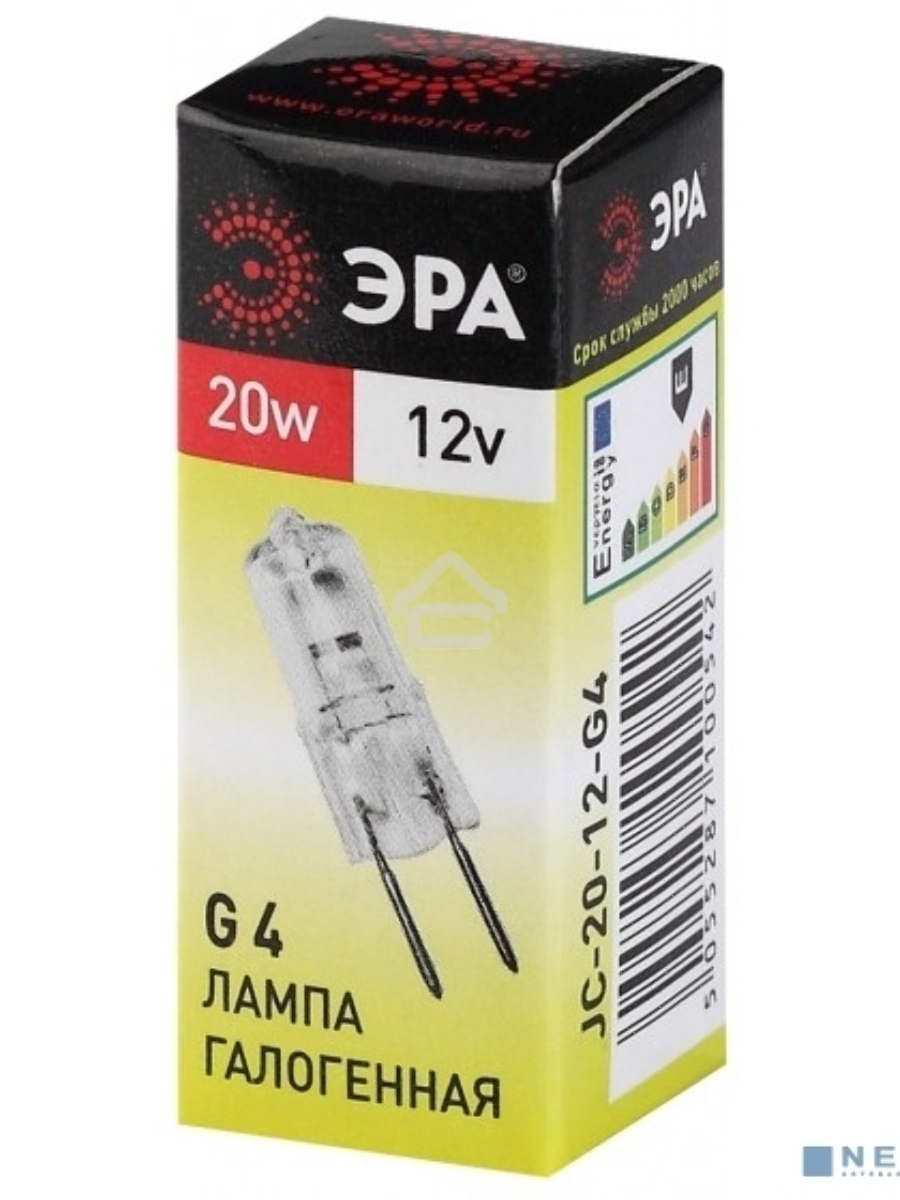 Лампа галогенная ЭРА G4-JC-20W-12V(100/1000/20000)
