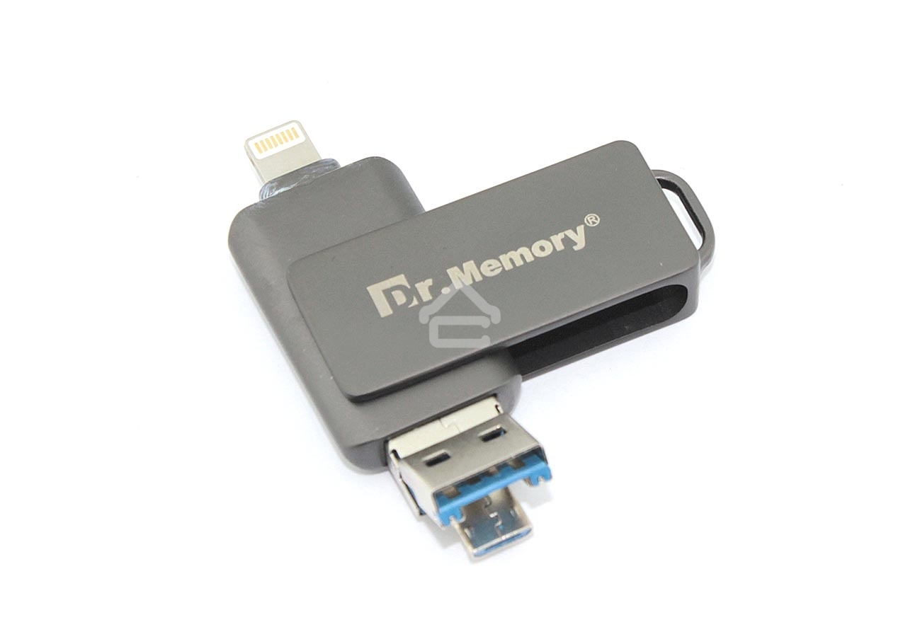 Флешка USB Dr. Memory 051, 8Gb, USB 3.0/USB Type-C, R/W 120/70, серый