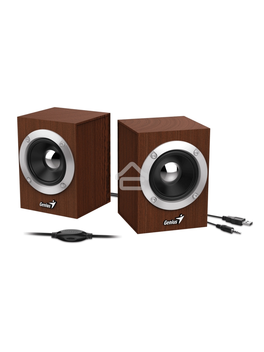 Колонки GENIUS SP-HF280 wooden USB {Проводной пульт регулировки громкости для легкого управления}