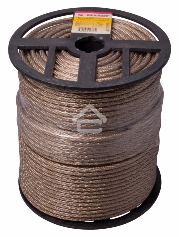 Трос стальной Rexant в ПВХ оплетке d=6,0 мм, прозрачный (бухта 150 м)