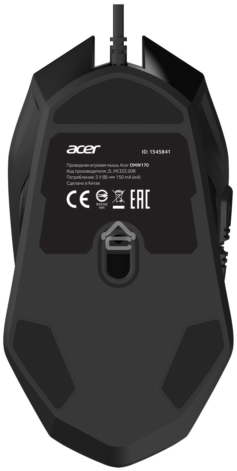 Мышь проводная Acer OMW170 черный, 3200 dpi, USB, кнопки - 6