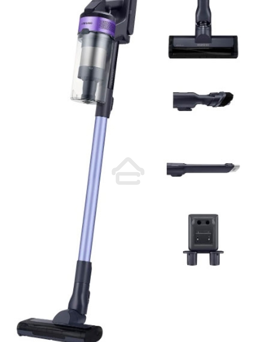 Пылесос вертикальный Samsung VS15A6031R4/EV фиолетовый/чёрный, питание от аккумулятора, 150 Вт, уборка сухая, пылесборник 0.8 л, работа от АКБ max 40 мин.